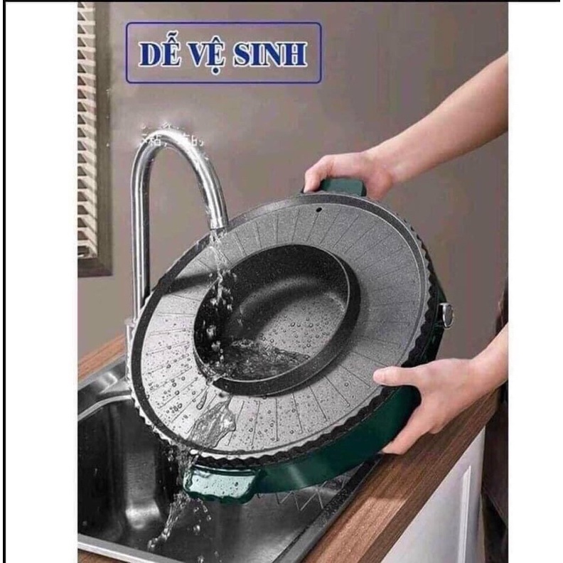 Nồi lẩu nướng tròn 2 trong 1 không khói,chống dính, đa năng, tiện lợi cho mọi gia đình