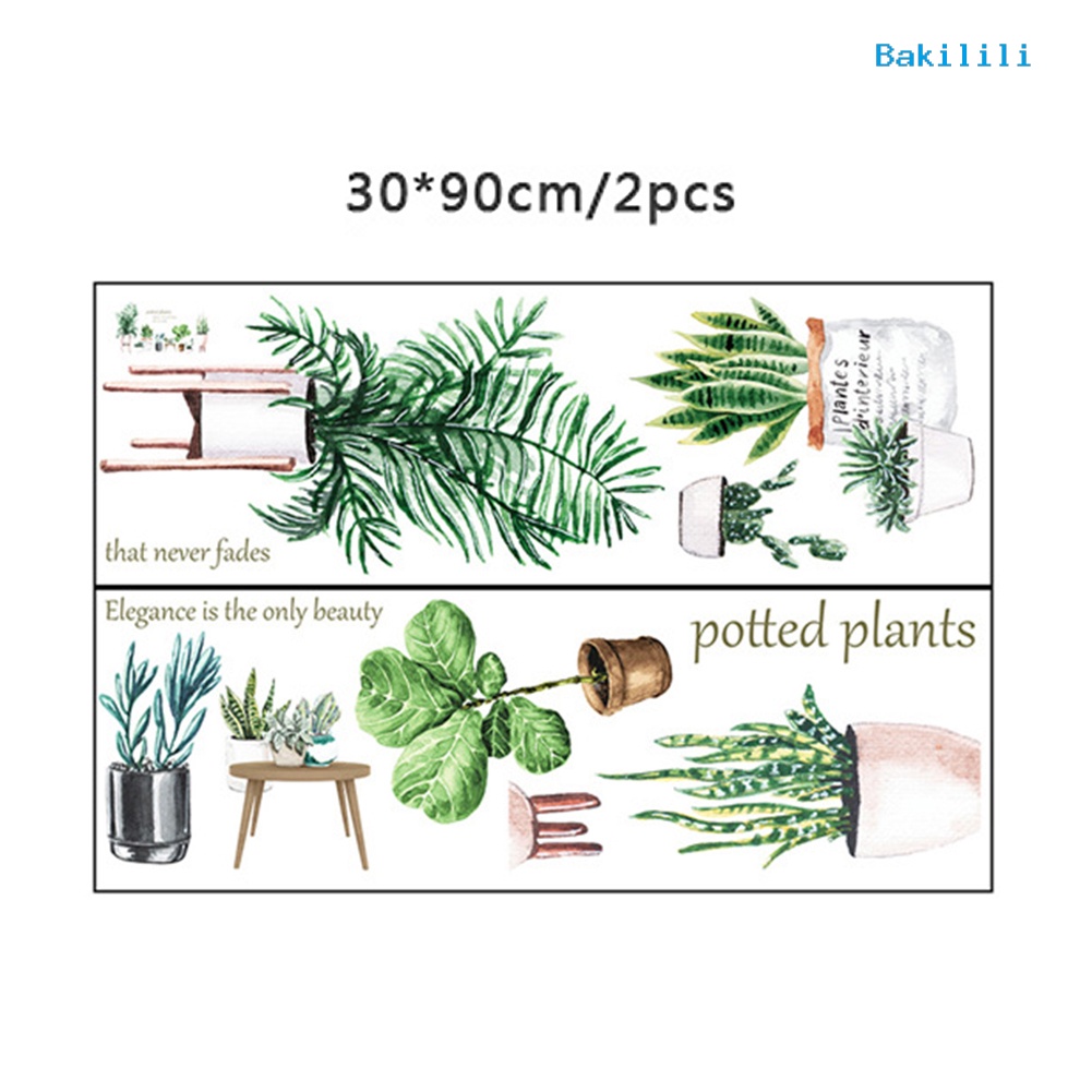 Bộ 2 Miếng Dán Tường Trang Trí Phòng Khách Hình Chậu Cây Bonsai DIY