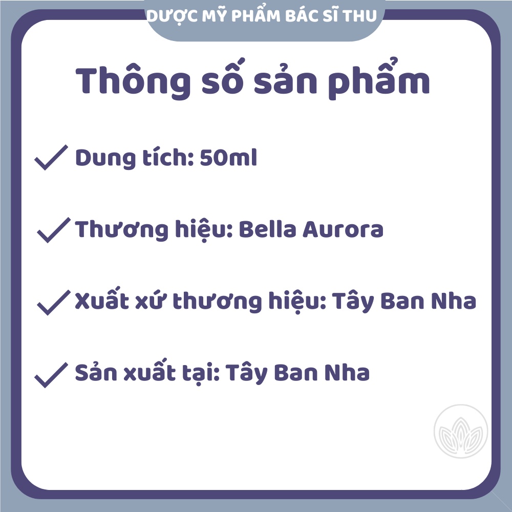 Kem Chống Nắng Cho Da Thường Đến Khô Bella Aurora Dark Spot Sunscreen SPF50+. Normal-Dry Skin