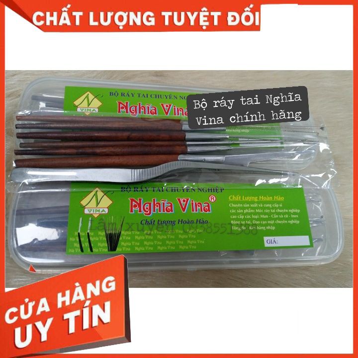 Bộ ráy tai  cao cấp NGHĨA VINA  thiết kế nhỏ gọn độc đáo ,chất liệu inox và gỗ an toàn,chuyên dụng cho salon