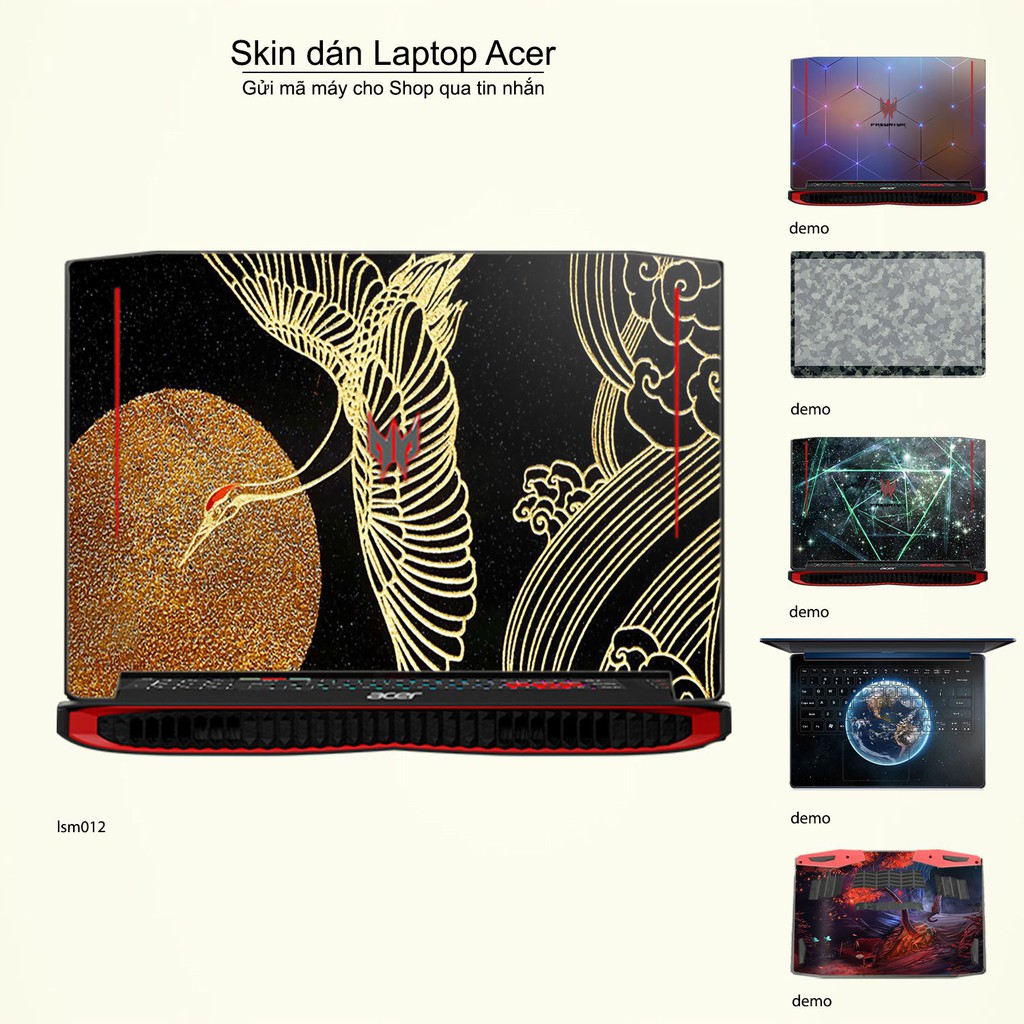 Skin dán Laptop Acer in hình Chim Hạc Phù Tang - lsm012 (inbox mã máy cho Shop)