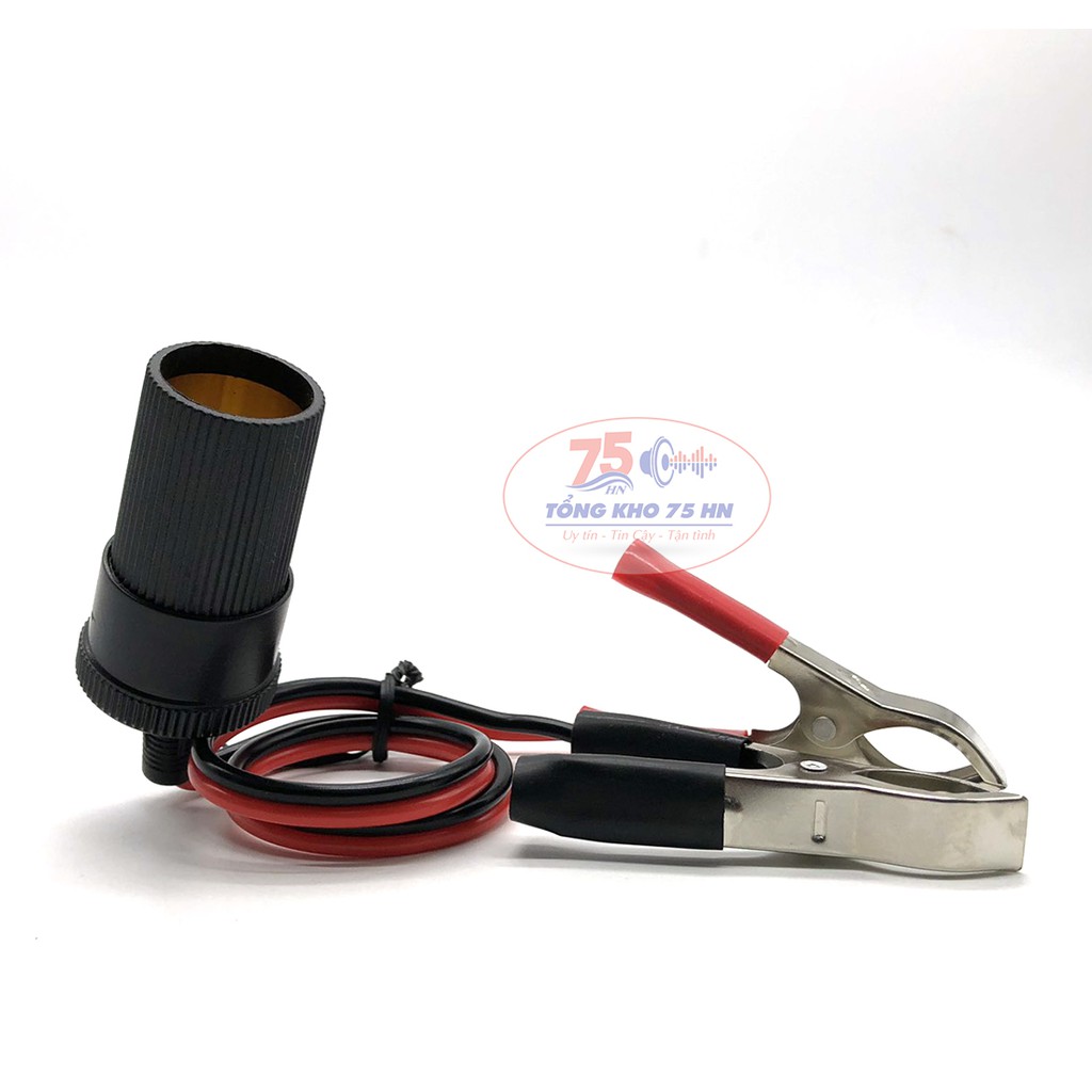 Cáp chuyển kẹp chì acquy ra tẩu 12V ô tô, cầu chì dự phòng