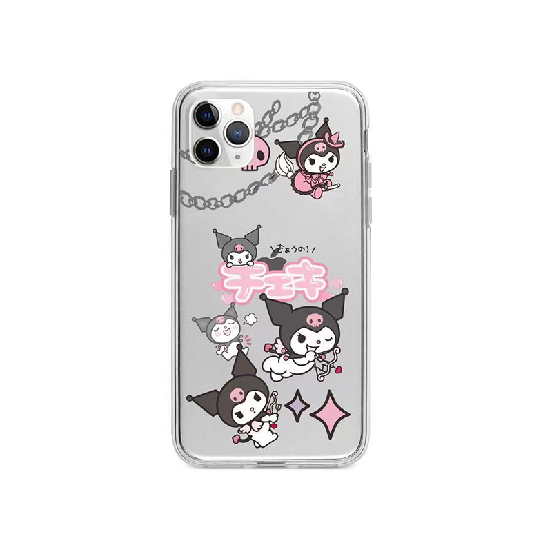 Ốp điện thoại mềm trong suốt chống sốc kiểu hoạt hình Kuromi cho IPhone 11 12 Mini Pr