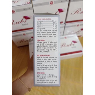 Viên uống đẹp da, chống lão hóa, giảm nám, tàn nhang Rubi GSV bổ sung vitamin và dưỡng chất cho da  60v