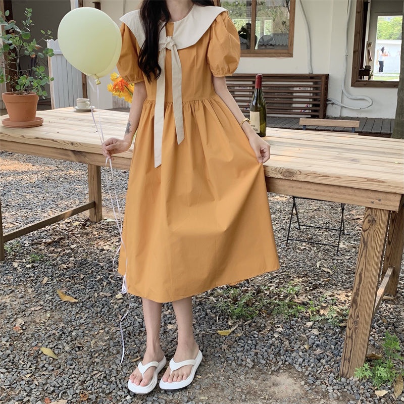 Váy babydoll Đầm Dáng Rộng Tay Phồng Thời Trang Mùa Hè Phong Cách Hàn Quốc Mới Cho Nữ