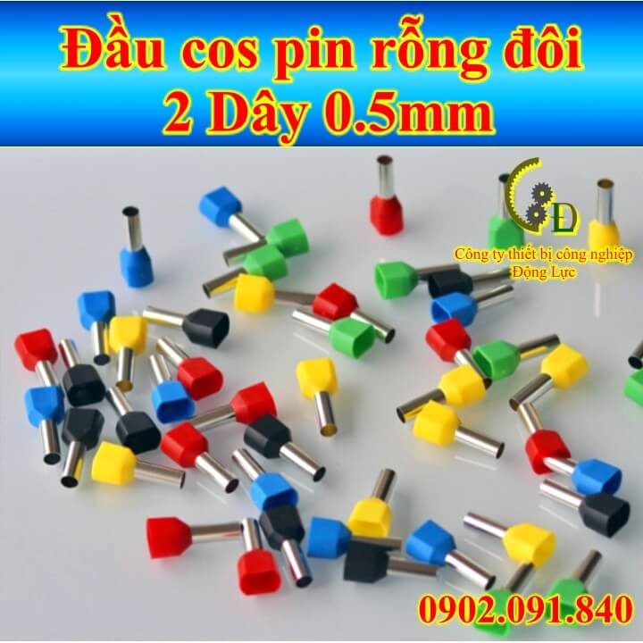 [100cái] Đầu cos pin rỗng đôi TE1508 bấm dây điện 1.5mm, cốt kim rỗng bằng đồng, cosse (cót) nối aptomat (CB)