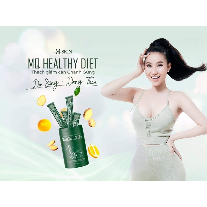 Thạch Giảm Cân MQSKIN CHANH GỪNG MQ HEALTHY DIET Tặng Viên Detox Diet Chew Loại Bỏ Mỡ Thừa Hộp 10 gói
