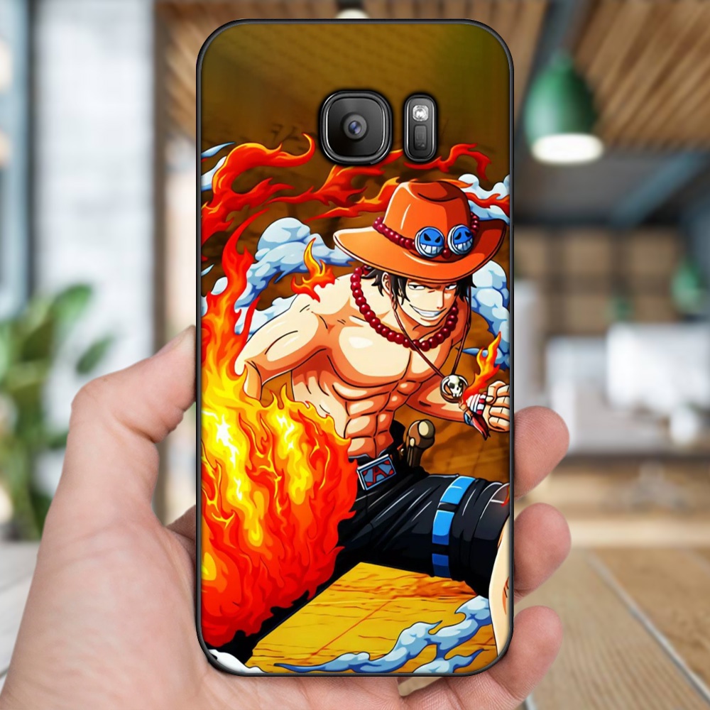 Ốp lưng Samsung S6, S6 Edge, S6 Edge Plus, S7, S7 Edge viền đen in hình Ace One Piece