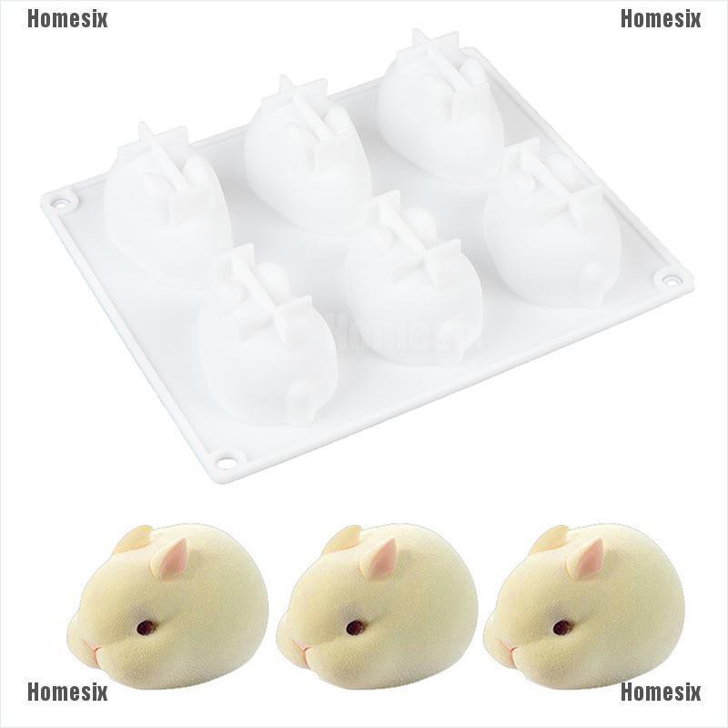 Khuôn Làm Bánh Hình Thỏ 3d 6 Ngăn Bằng Silicon