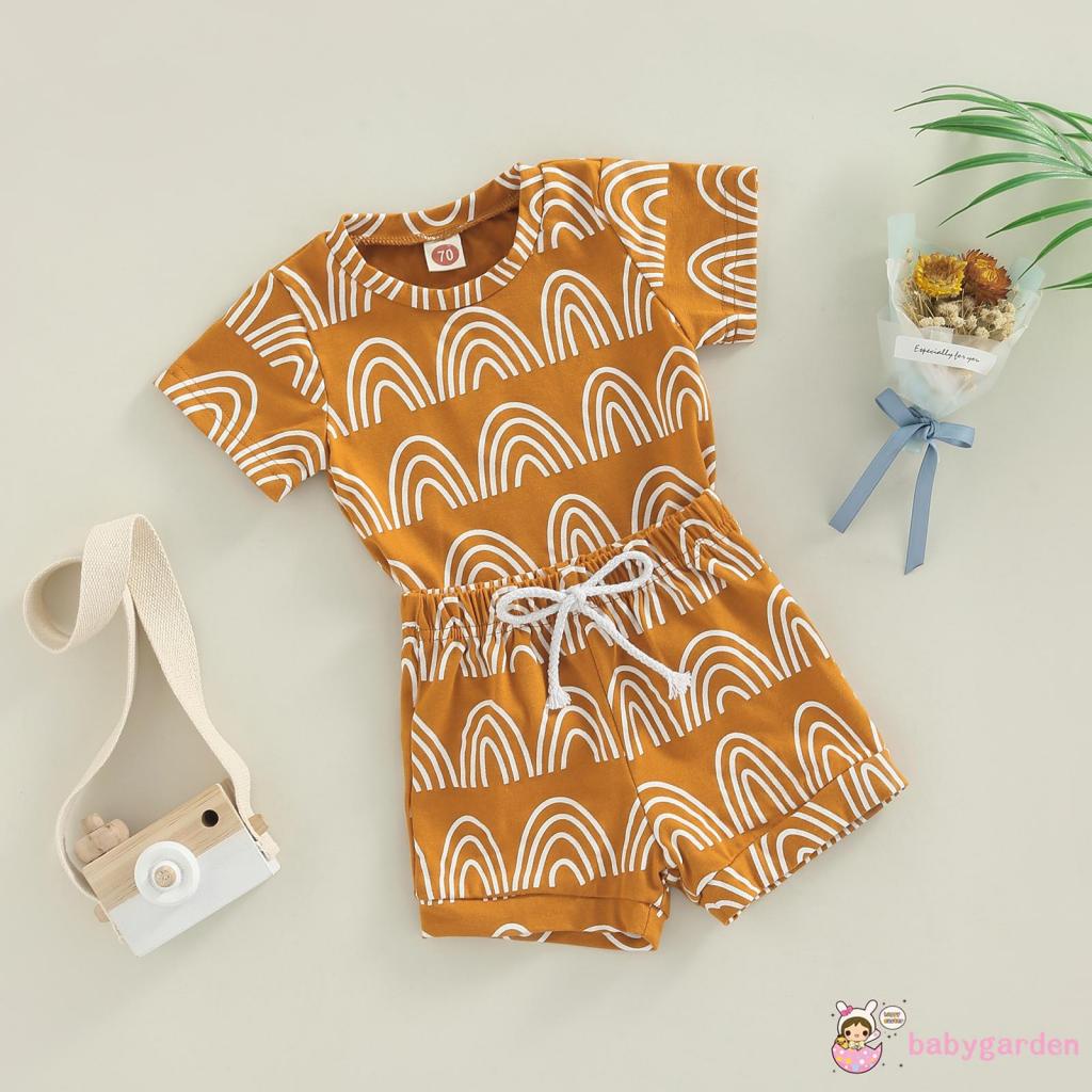 Set Áo Thun Tay Ngắn + Quần Short Màu Trắng Thời Trang Mùa Hè Cho Bé Trai Từ 0-24 Tháng Tuổi