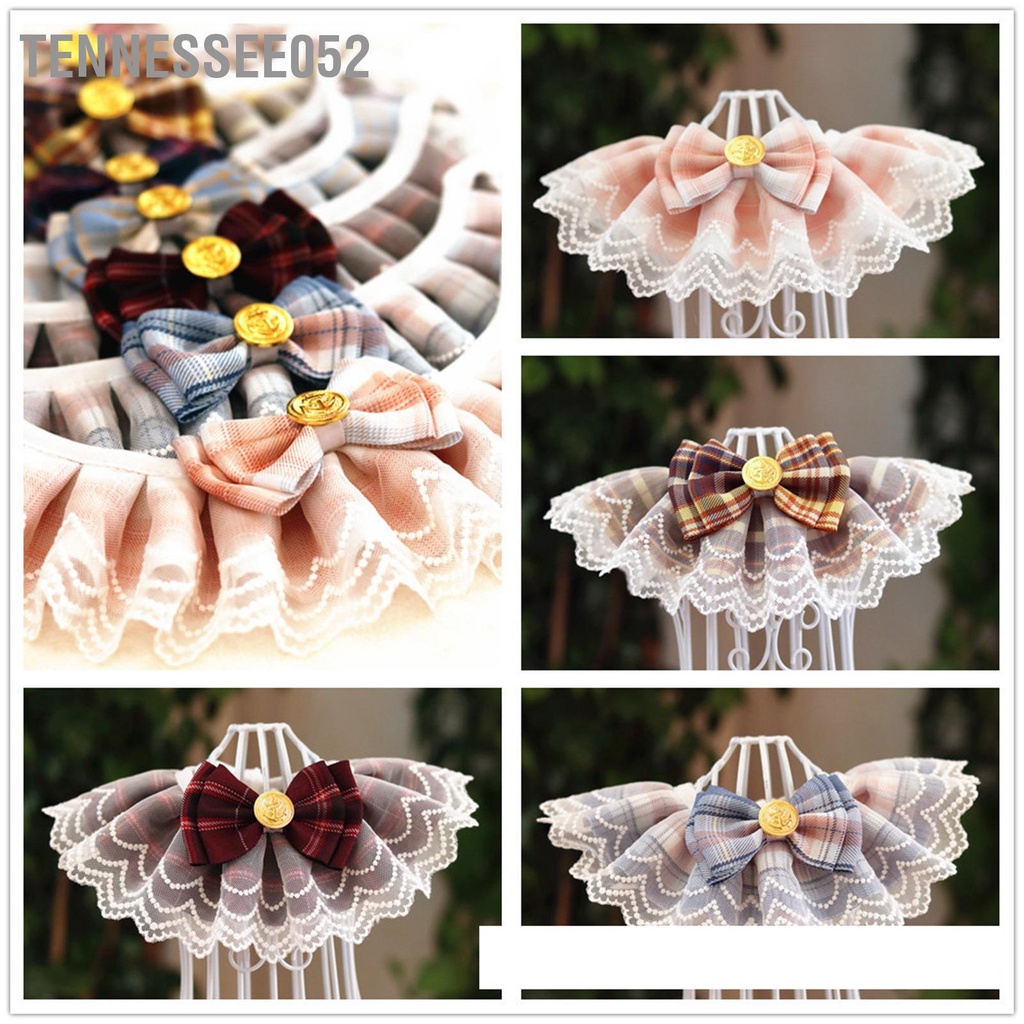 Vòng cổ yếm ren họa tiết kẻ sọc phong cách JK xinh xắn thời trang dành cho cún cưng mèo cưng