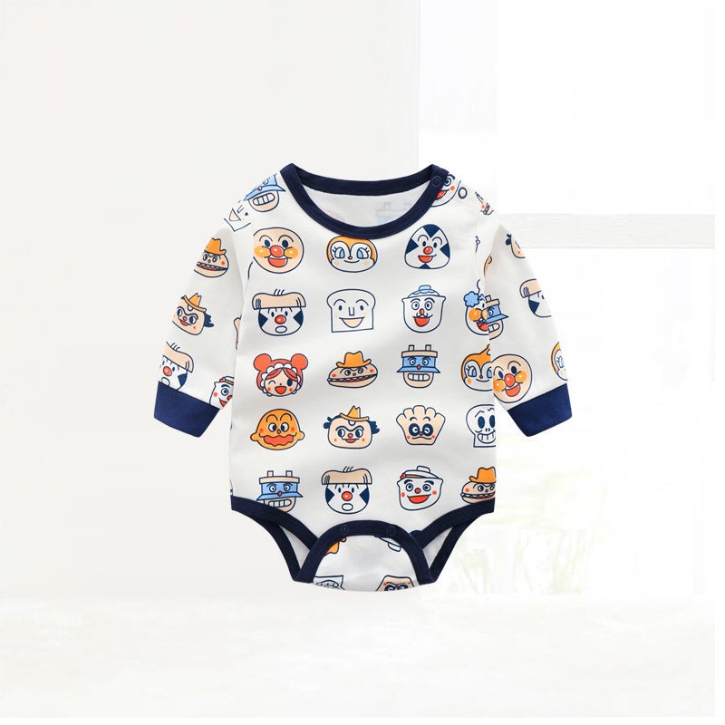 Bộ Áo Liền Quần Tam Giác Tay Dài Chất Liệu Cotton Thời Trang Xuân Thu Cho Bé Sơ Sinh