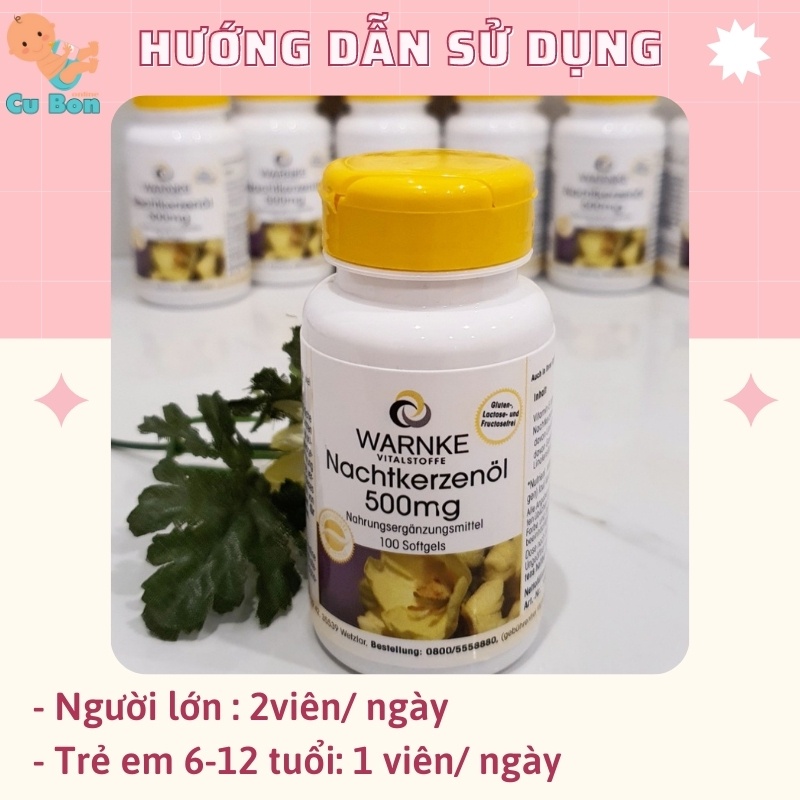 Tinh Dầu Hoa Anh Thảo Đức Warnke Nachtkerzenol 500mg 100 viên giúp làm đẹp da tóc cân bằng nội tiết tốt cho tim mạch