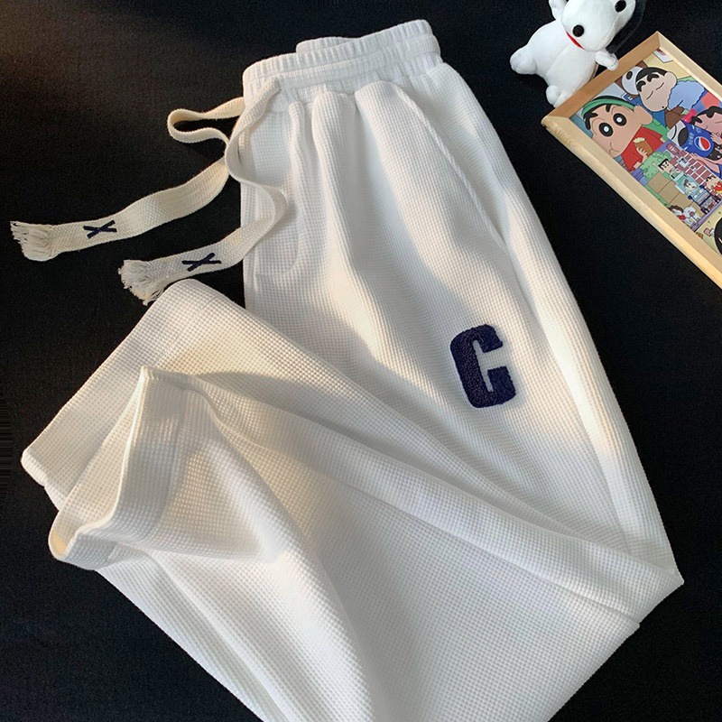 Quần Ống Rộng Nữ Nam Chất Tổ Ong Chữ C - Quần Thể Thao Unisex Dày Dặn Phong Cách Ulzzang siêu hách  dáng