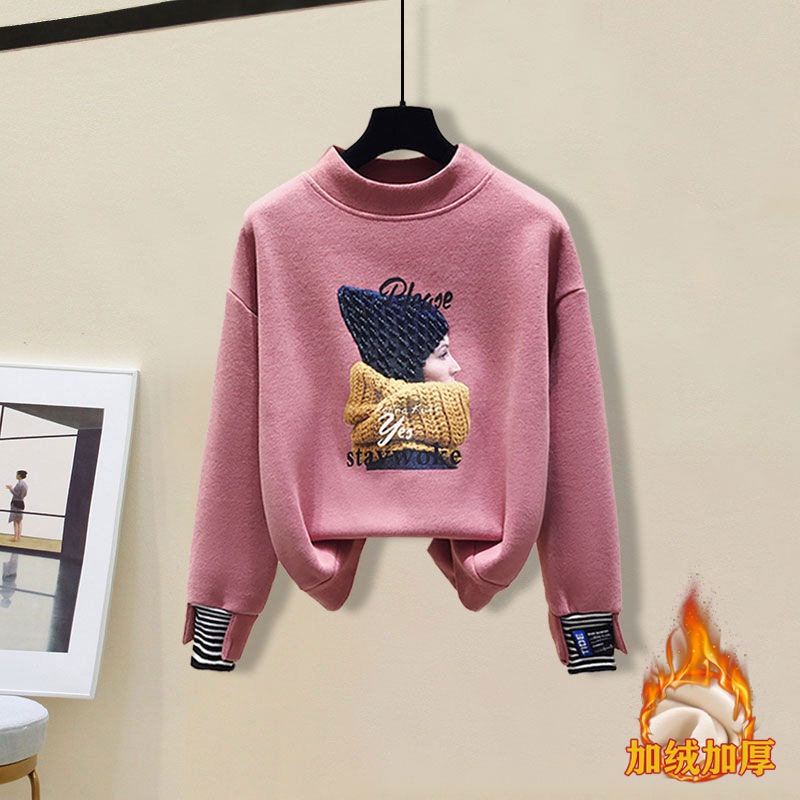 Quần Áo Nhiều Mảnh Kích Thước Lớn s-3xl plus📣🚚Găng Tay Mùa Đông Hai Dây Đa Ứng Dụng👚+👖Bộ Đồ Thể Thao denim Lót Lông Cừu Giả Hai Mảnh Thời Trang Phong Cách Phương Tây Cho Nữ
