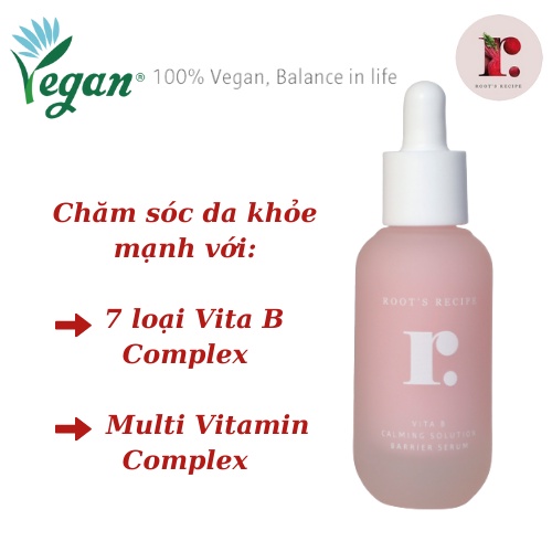 Serum Vitamin B Rootsrecipe Thuần Chay Dưỡng Sáng Da Ngừa Mụn Calming Serum Vegan 30ml - KOBE YOUNG
