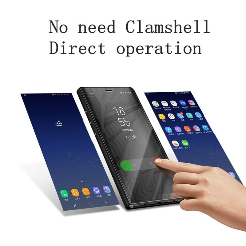 Smart Mirror Flip Case Samsung Galaxy S21 S20 S10 S9 S8 Plus S20FE S20Ultra Leather Clear Holder Stand Full Shockproof Case Cover