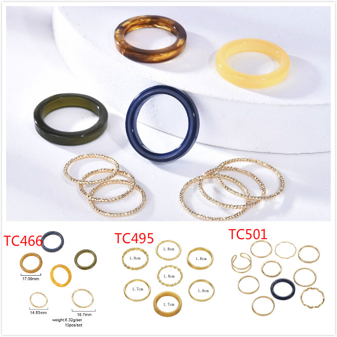 1 Bộ Nhẫn Nữ Trang Đính Đá Acrylic Phong Cách Hàn Quốc