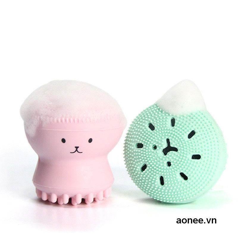 ✨✨Bàn chải làm sạch mặt trang điểm bằng silicone hình bạch tuộc đáng yêu
