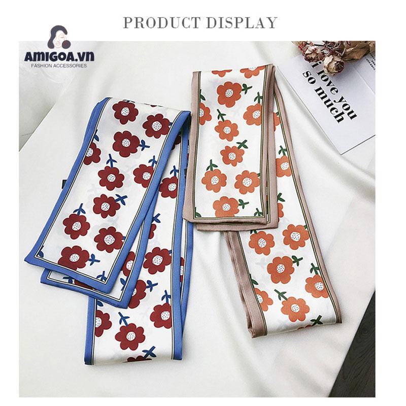 Khăn Choàng Lụa Dài In Chữ Tiếng Anh Thanh Lịch Cá Tính