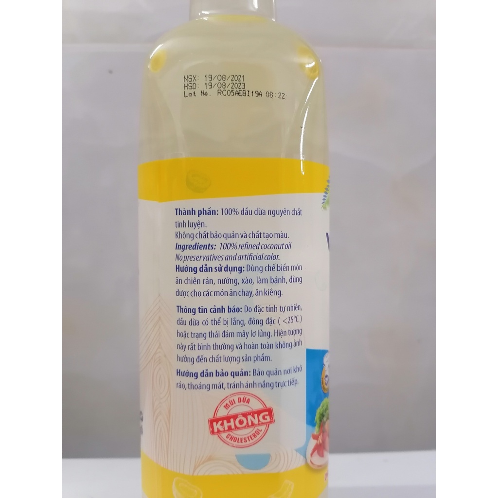 [CHAI 1 LÍT] DẦU DỪA NGUYÊN CHẤT [VN] VIETCOCO Coconut Oil (halal) (bph-hk)