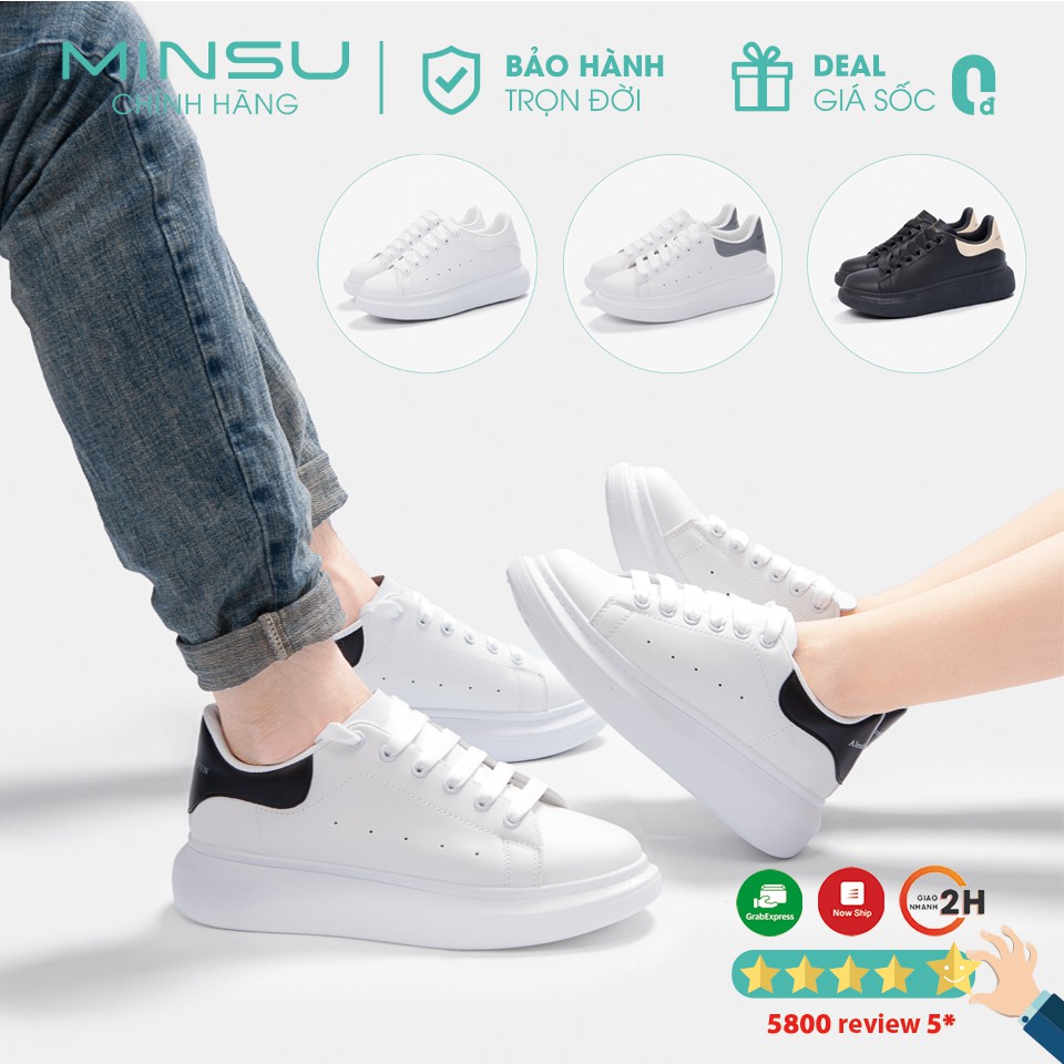 Giày Thể Thao Sneaker Cặp Đôi Nam Nữ Độn Đế MINSU M3006 Phong Cách Hàn Quốc Đế Độn Tăng Chiều Cao 5cm Đi Chơi, Học