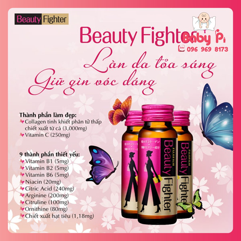 [CHÍNH HÃNG] Collagen dạng nước giữ dáng đẹp da Fujifilm Beauty Fighter (10 lọ x 50ml)