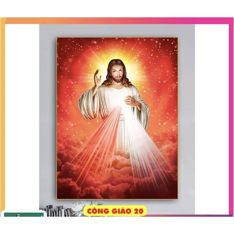 Tranh Công Giáo Tráng Gương Treo Tường Chúa Giêsu và Đức Mẹ/ Gia đình Thánh Gia Bình An Làm Quà Tân Gia