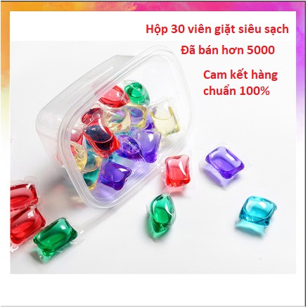 [ Siêu sạch ] Hộp viên giặt 30 viên , viên giặt nội địa tẩy quần áo siêu sạch