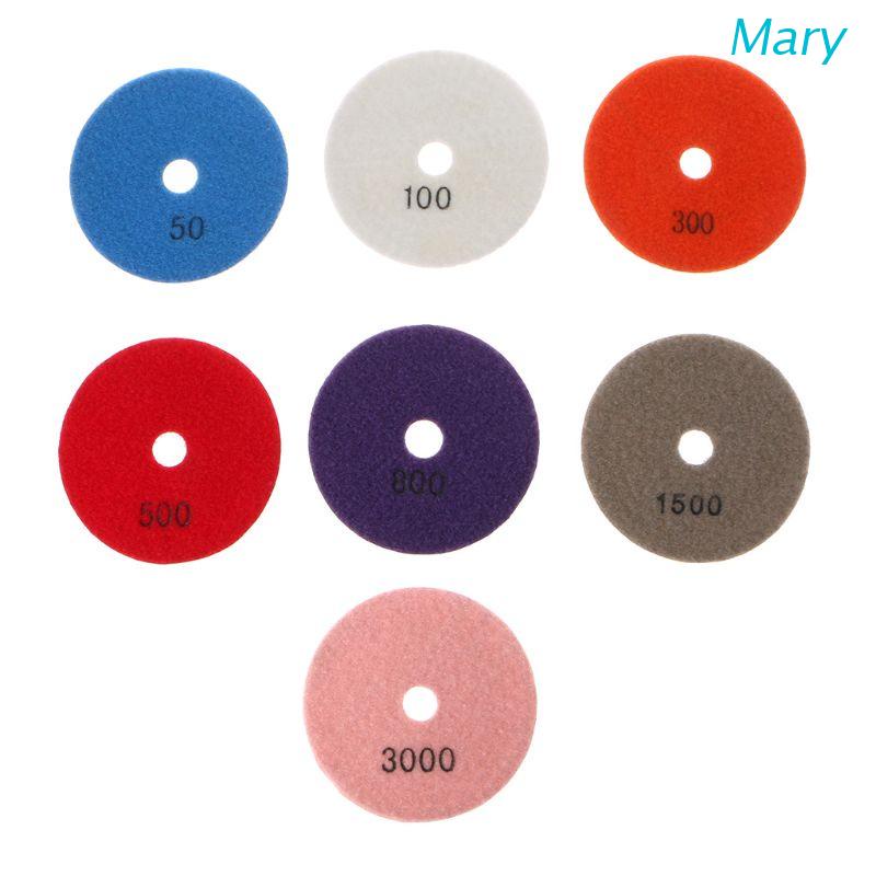 Bộ 7 Đĩa Mài Đánh Bóng Kim Cương 4&quot; Dùng Cho Kính/Đá Hoa Cương Linh Hoạt