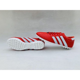 [TẶNG TÚI RÚT CAO CẤP] Giày ĐÁ BÓNG (Đỏ sọc trắng) Phủi 3 sọc cực HOT - Đế TF bám sân cực tốt