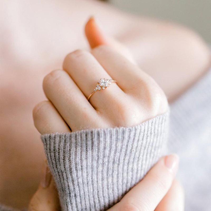 Nhẫn bạc 925 vàng hồng 18k đính đá dành cho nữ