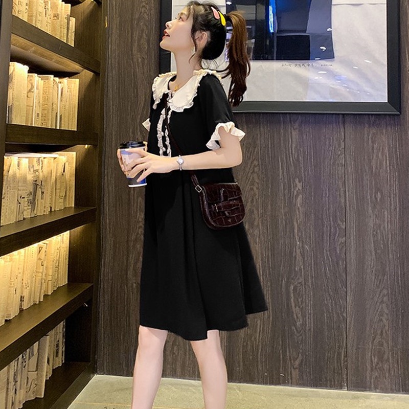 Đầm bầu ngắn tay cổ bèo đính hạt chai xinh xắn thời trang thiết kế MSP127 Mom and Baby