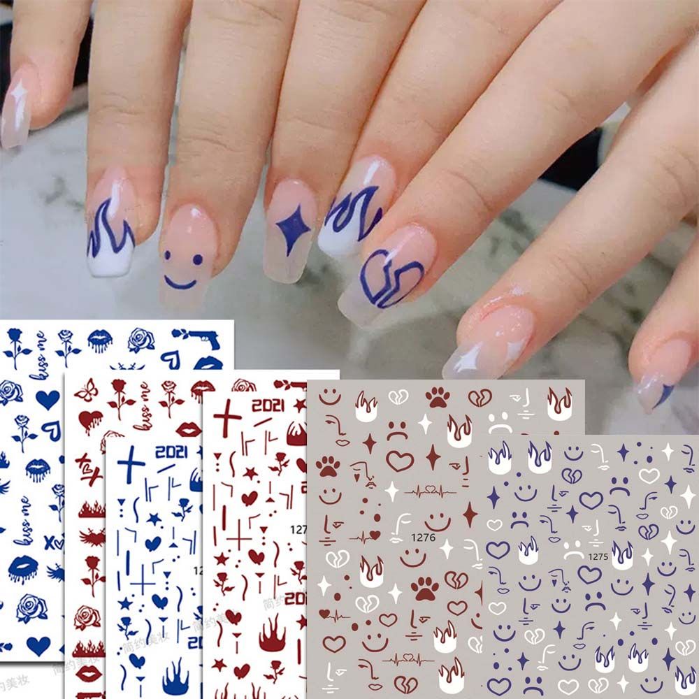 [Hàng mới về] Hình dán họa tiết ngôi sao/ mặt cười/ trái tim siêu mỏng làm đẹp cho móng tay thủ công DIY