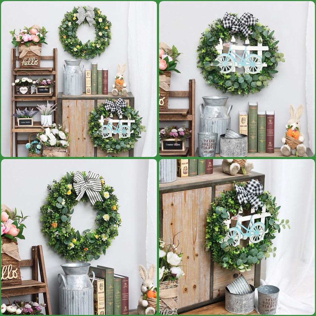 🔥Hot giảm giá🔥Biển hiệu treo cửa trang trí nội thất nhà cửa hình vòng hoa tích hợp chữ welcome