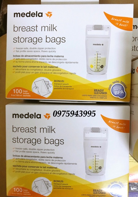 Túi trữ sữa Medela hàng chính hãng nhập [hộp 100 túi]