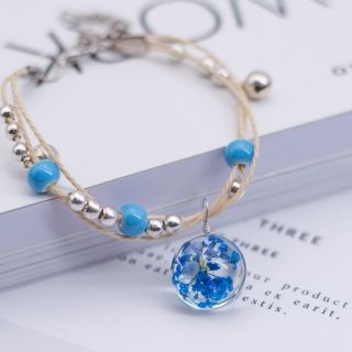 Vòng tay hoa khô ép thủy tinh