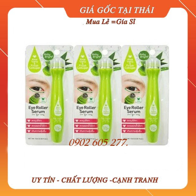 Cây Lăn Mắt Lô Hội Và Collagen Tươi Baby Bright Aloe Vera & Fresh Collagen Eye Roller Serum 15ml