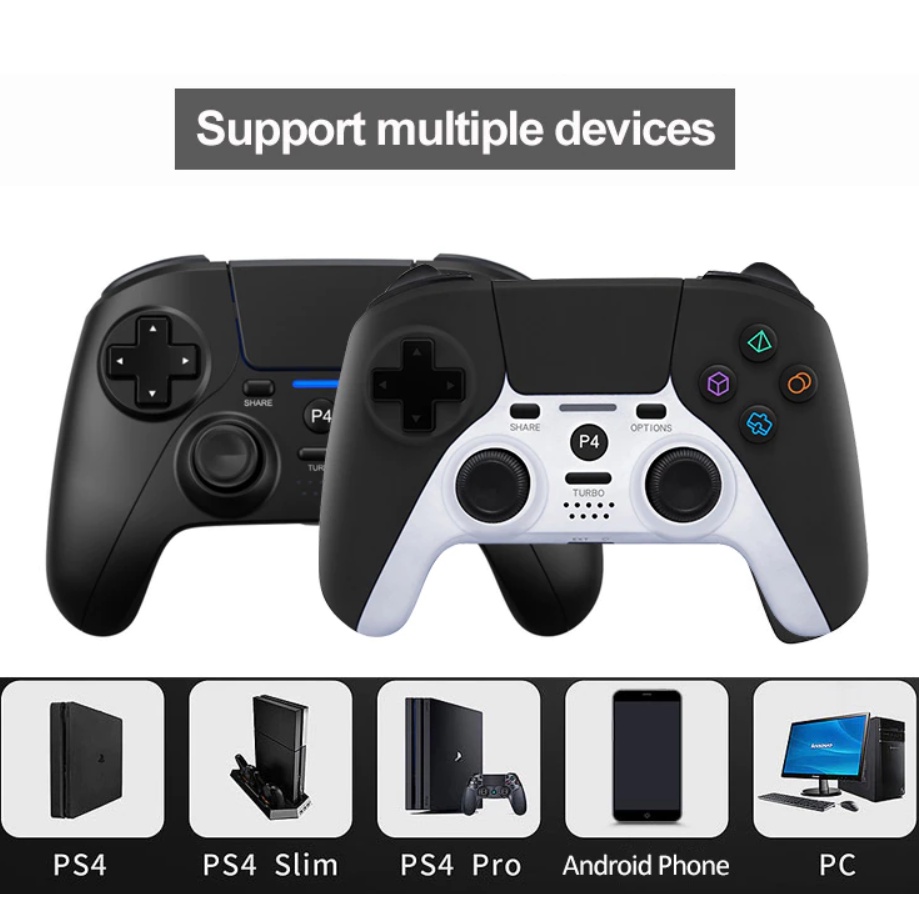 Tay Cầm Chơi Game Không Dây P4 Wireless Controller Cho PC / Laptop / PS3 / PS4 / Android / IOS / Dual Rung Mẫu Mới 2021