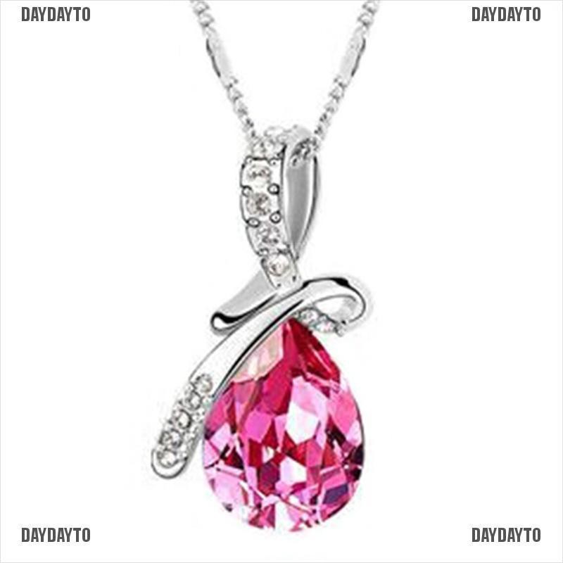 Vòng cổ Mặt Đá Zircon Hình Giọt Nước Màu Xanh Dương Thời Trang