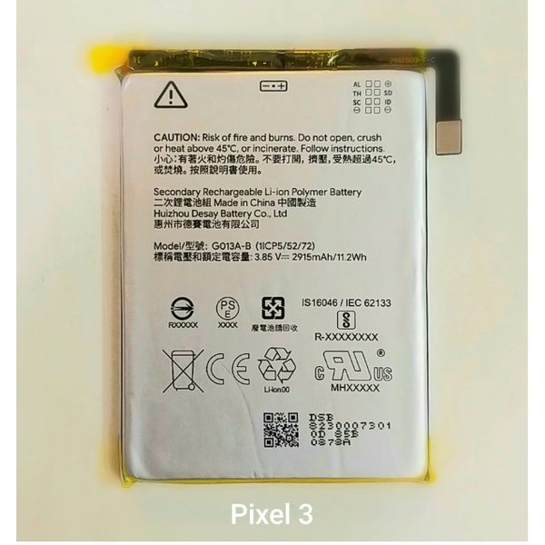 PIN THAY THẾ CHO GOOGLE PIXEL 3 G013A-B BẢO HÀNH 3 THÁNG
