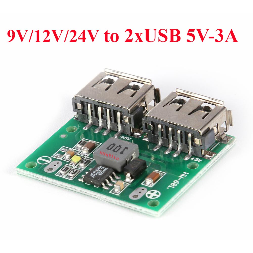 Mạch Hạ áp DC 6 - 26v ra 2 cổng USB chế sạc điện thoại (Max 3A)