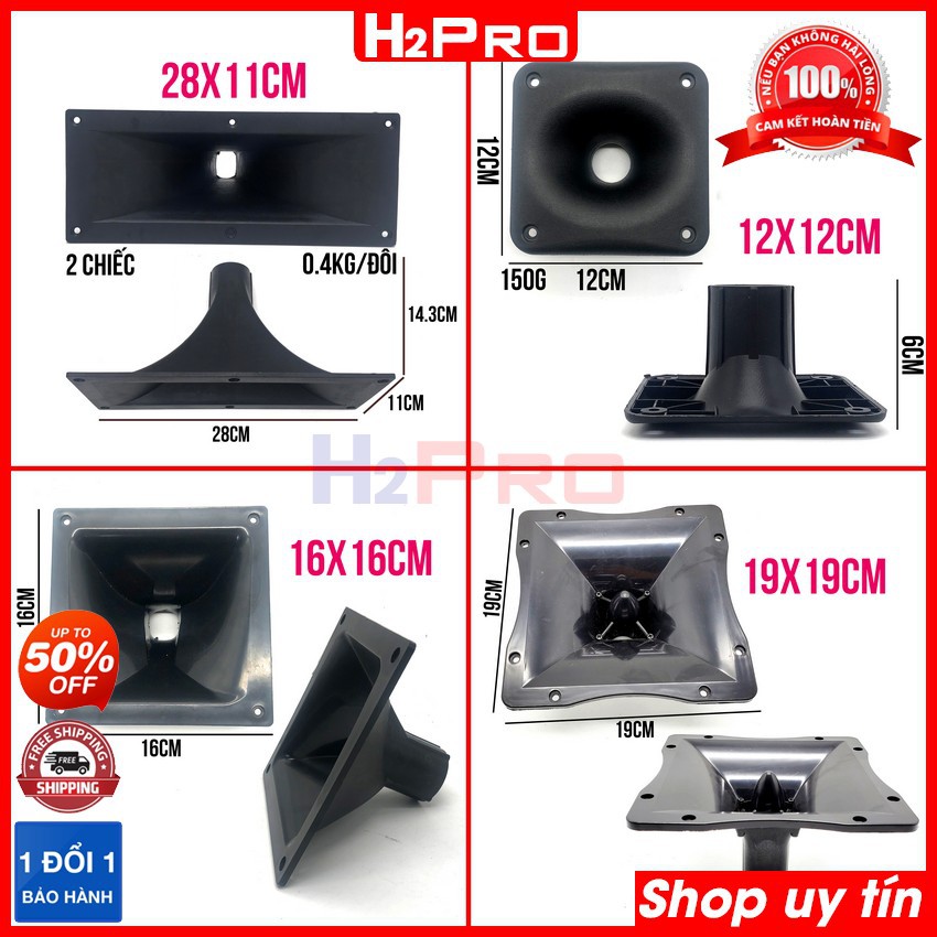 Đôi loa treble kèn Titan H2Pro 150W-từ 100, loa tép kèn titan cao cấp 8 ôm, côn 44 mm tép đanh-sáng, ghép phễu tặng 2 tụ