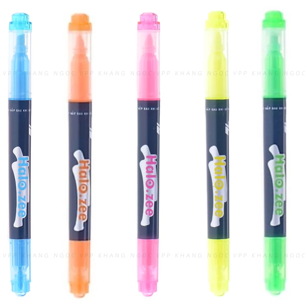 Bút Dạ Quang 2 Đầu Halo-zee HL03 Màu Vàng, Xanh Lá, Xanh Dương, Hồng, Cam