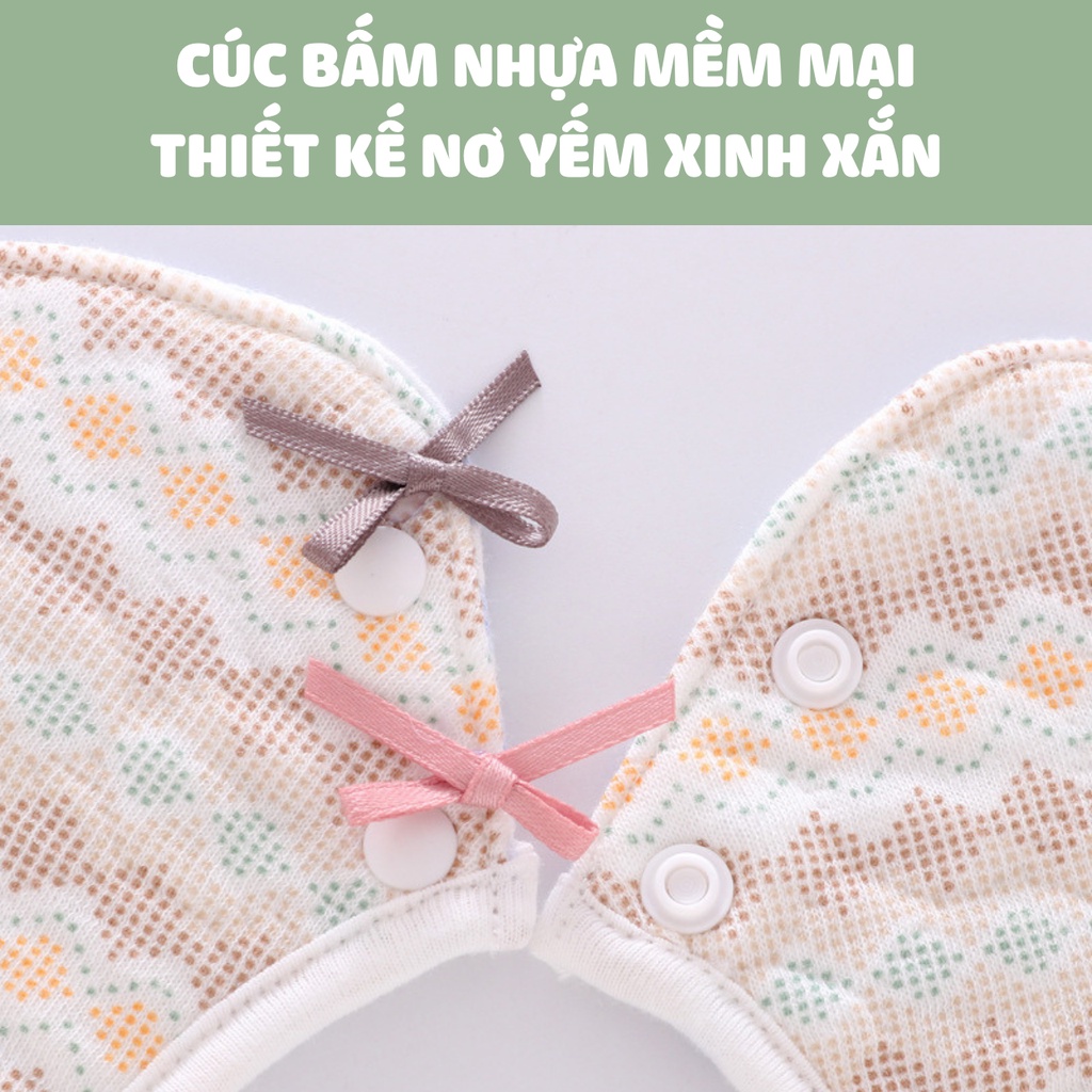 Khăn yếm cho bé, yếm tròn xoay Organic Haerte, Yếm dãi chống thấm siêu mềm mịn cho bé mẫu Nơ Y4