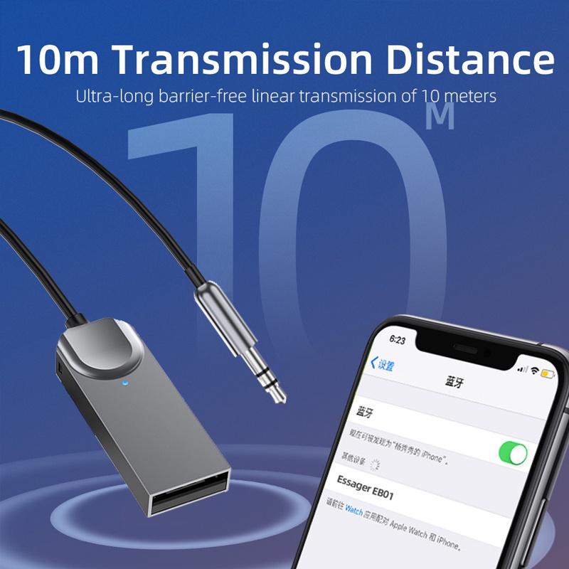 Thiết Bị Thu Phát Bluetooth 5.0 Cổng Usb Sang Giắc Cắm 3.5Mm Cho Xe Hơi