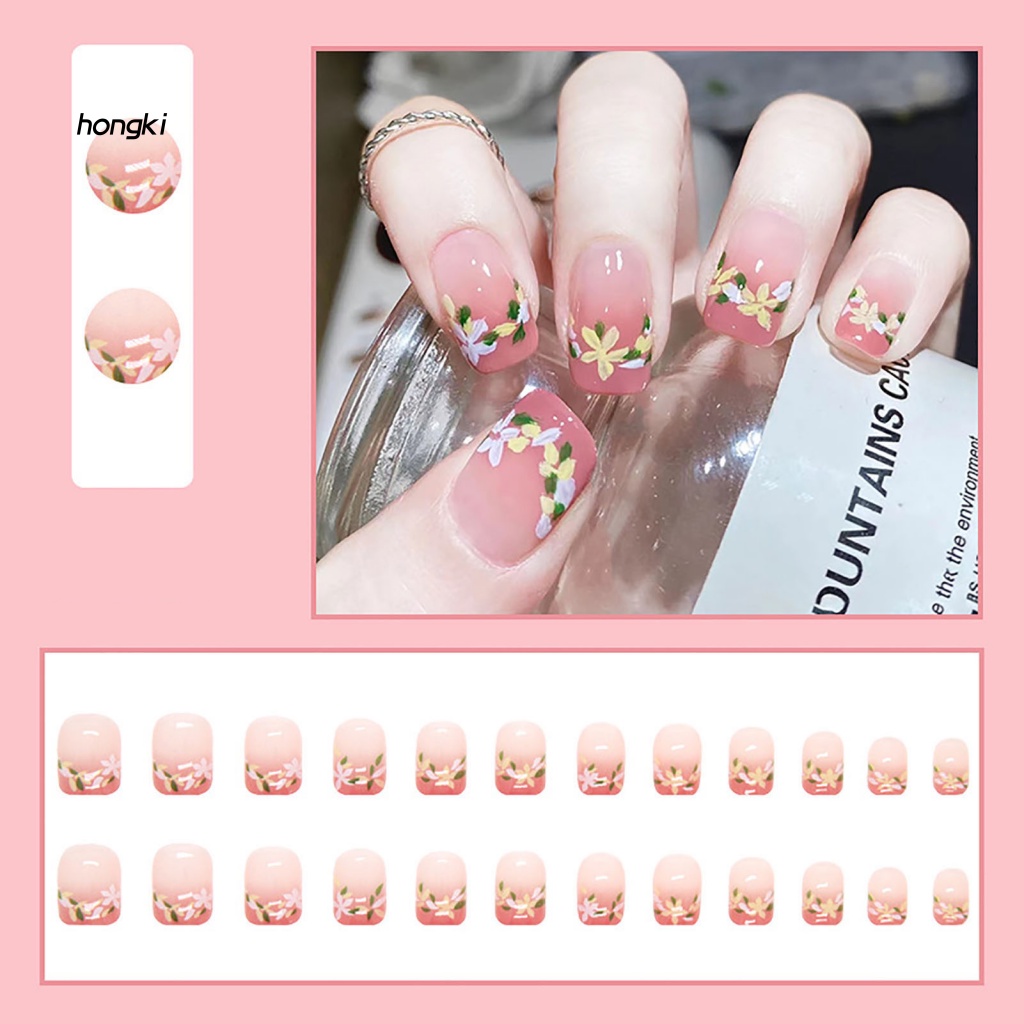 Set 24 MóNg Tay Giả HọA TiếT Hoa TuyệT ĐẹP Trang Trí Nghệ ThuậT