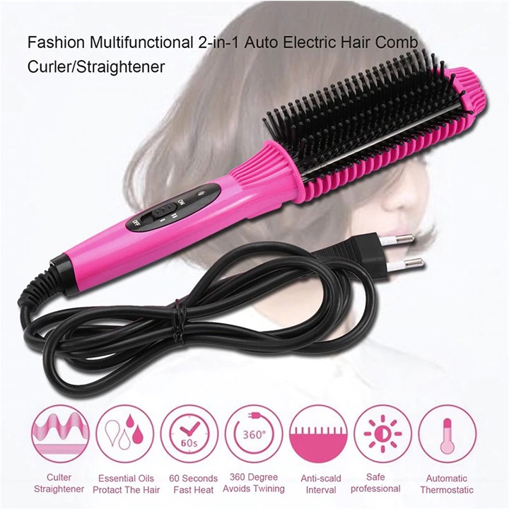 Lược điện nova 3in1 tạo kiểu uốn tóc, lược tròn gỡ rối chải tóc sấy phồng, uốn cúp, xoăn mini đa năng an toàn