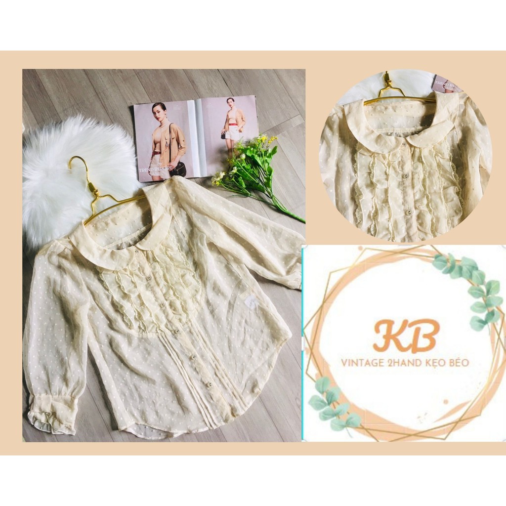 Áo sơ mi voan nữ cổ sen 2Hand size M