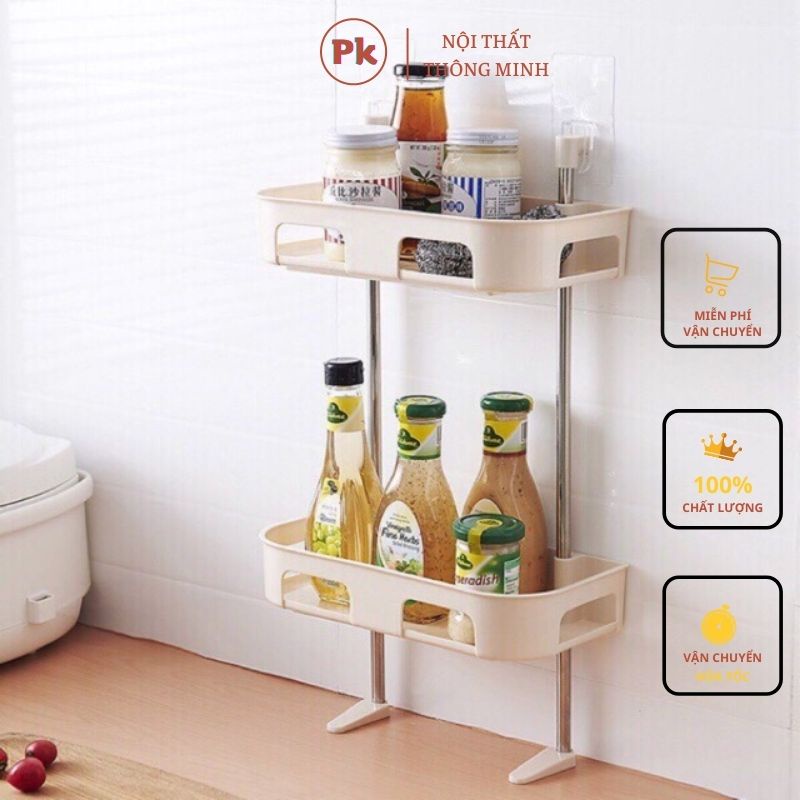 Kệ đựng gia vị 2 tầng chân vịt tiết kiệm không gian cao cấp